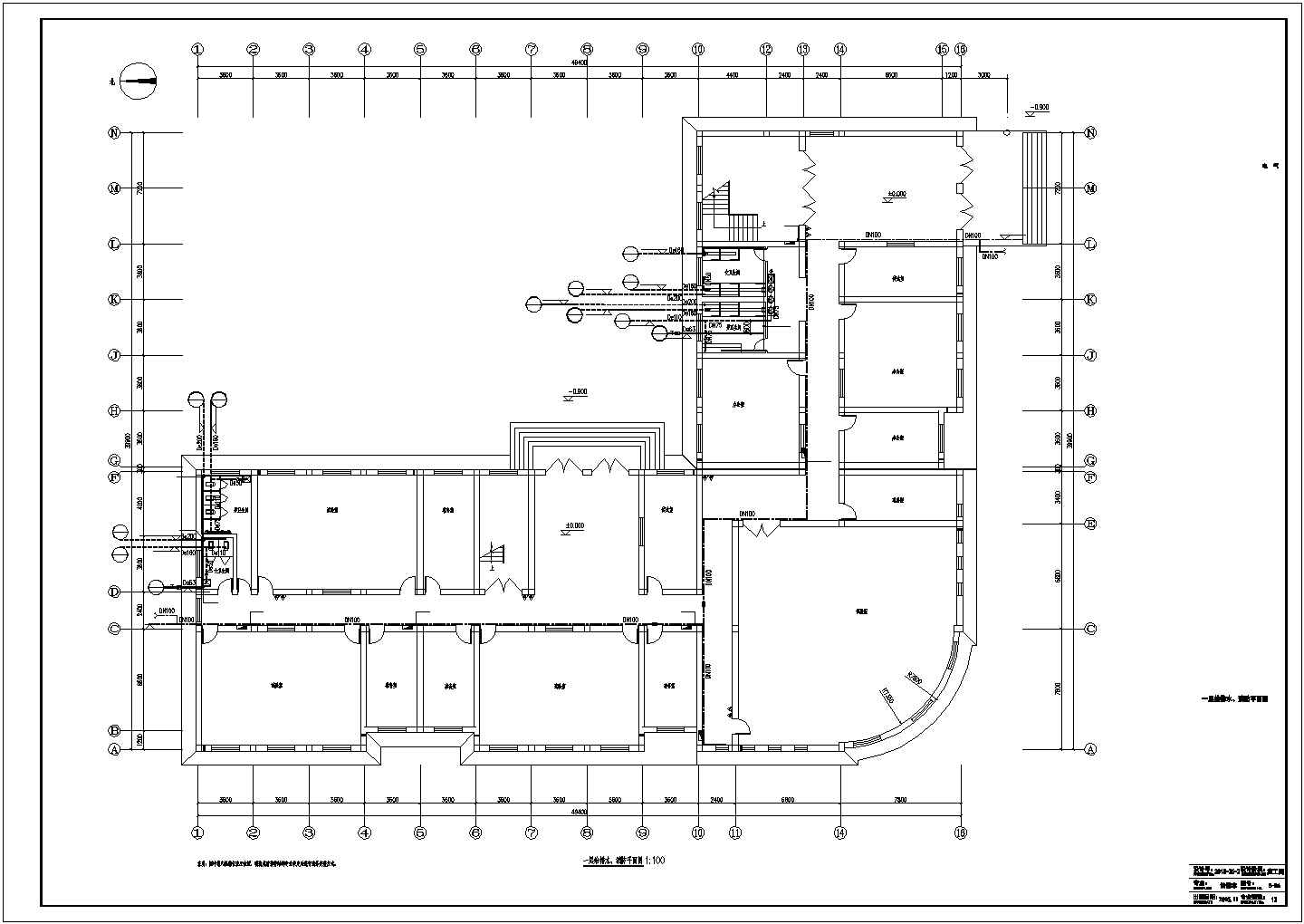 兰州大学8层框架行政部办公楼全套给排水系统设计CAD图纸