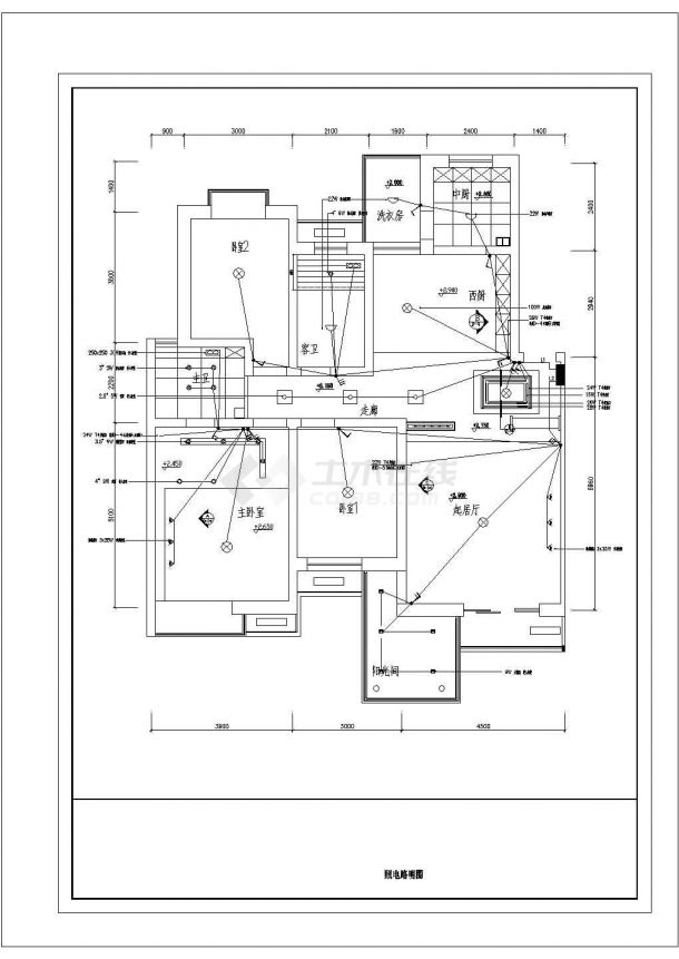 样板间装修CAD电施工图-图二