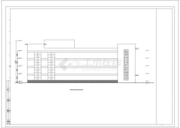 2500平米左右5层混合结构连锁超市平立剖面设计CAD图纸-图二