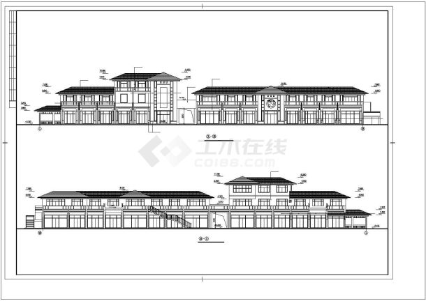 1500平米左右2层框混结构商业步行街建筑设计CAD图纸-图一