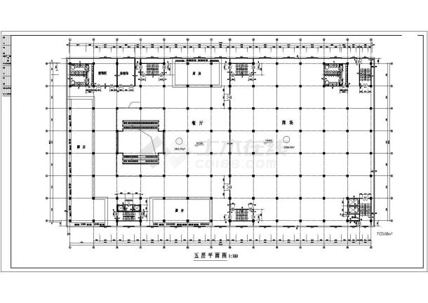 6500平米4+1层混合结构大型商场平面设计CAD图纸（含地下1层）-图二