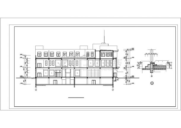 哈尔滨某商业街6800平米3层框架结构购物商场全套建筑设计CAD图纸-图一