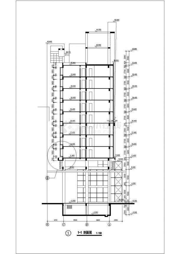 德阳市某小区7500平米11层框架结构商住楼全套建筑设计CAD图纸-图一