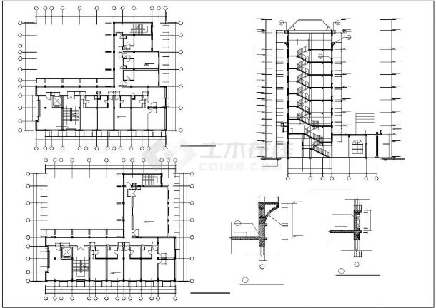 3500平米8层框架结构商住楼建筑设计CAD图纸（1-2层商用）-图二