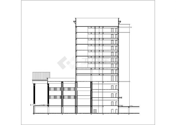 青岛市某1.3万平米12层框剪结构商务酒店全套建筑设计CAD图纸-图一