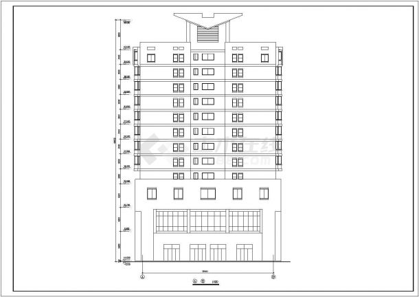 天津某沿街1.1万平米12层框架商业办公楼建筑设计CAD图纸（1-3层商场）-图一