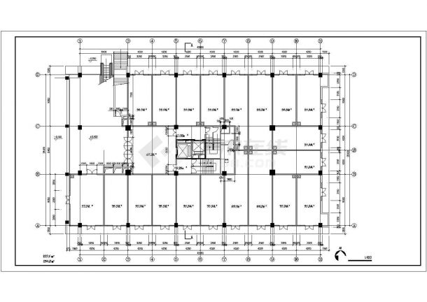 天津某沿街1.1万平米12层框架商业办公楼建筑设计CAD图纸（1-3层商场）-图二