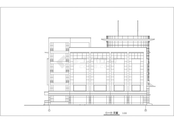 厦门市某商业街8000平米5层框架结构连锁超市建筑设计CAD图纸-图一