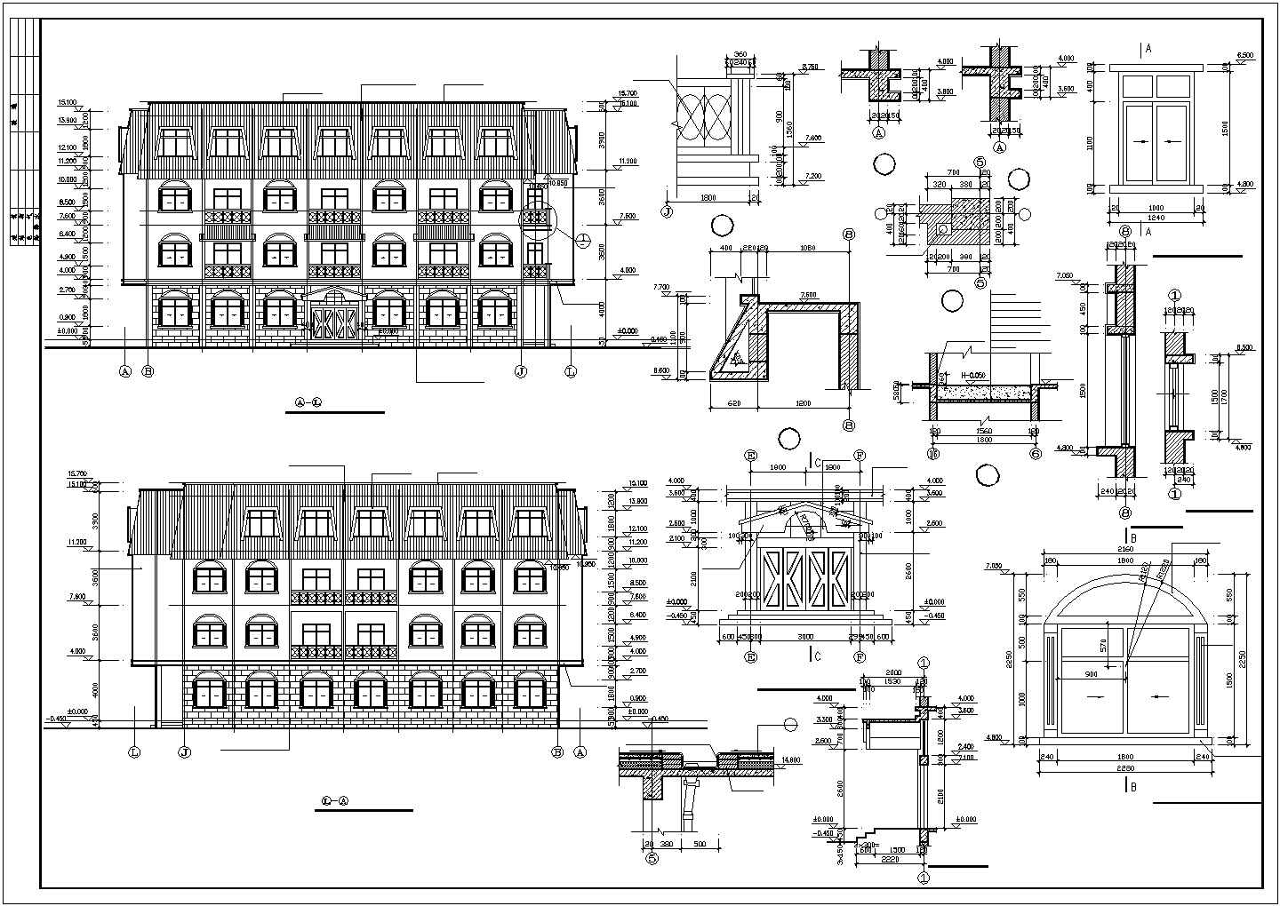 湖州市某风景区4层框混结果高档商务宾馆建筑设计CAD图纸