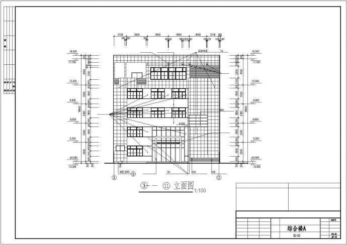 常熟市某商业街6700平米5层框架结构商业综合楼建筑设计CAD图纸_图1