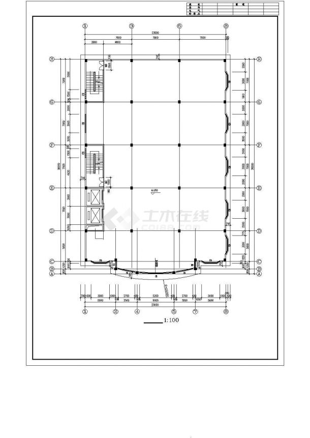 无锡市某1万平米左右7层框混结构商业综合楼全套建筑设计CAD图纸-图一