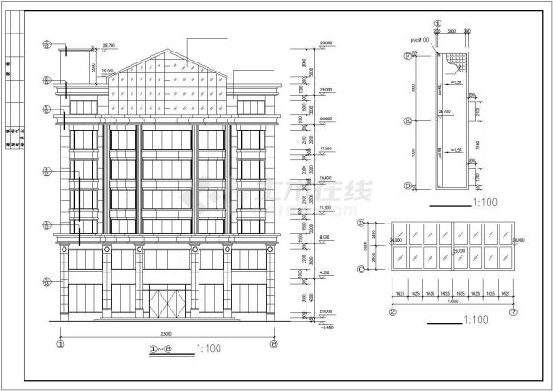 无锡市某1万平米左右7层框混结构商业综合楼全套建筑设计CAD图纸-图二
