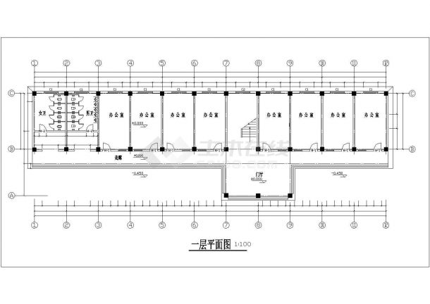 南京栖霞区某学校2200平米5层框架教学楼建筑设计CAD图纸-图一
