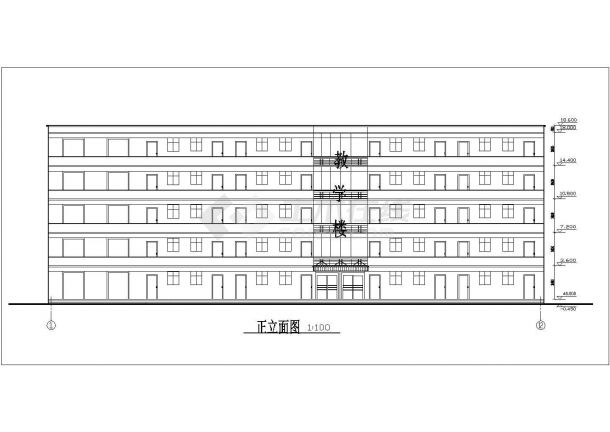 南京栖霞区某学校2200平米5层框架教学楼建筑设计CAD图纸-图二