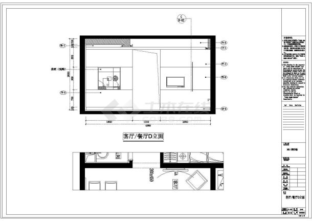 某现代风格二房样板房建筑设计cad施工图-图二