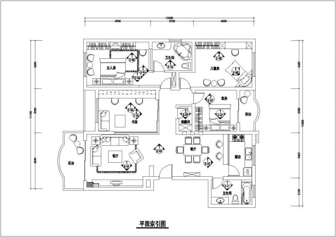 【常熟】某别墅家居全套室内装潢各房间cad设计方案图_图1