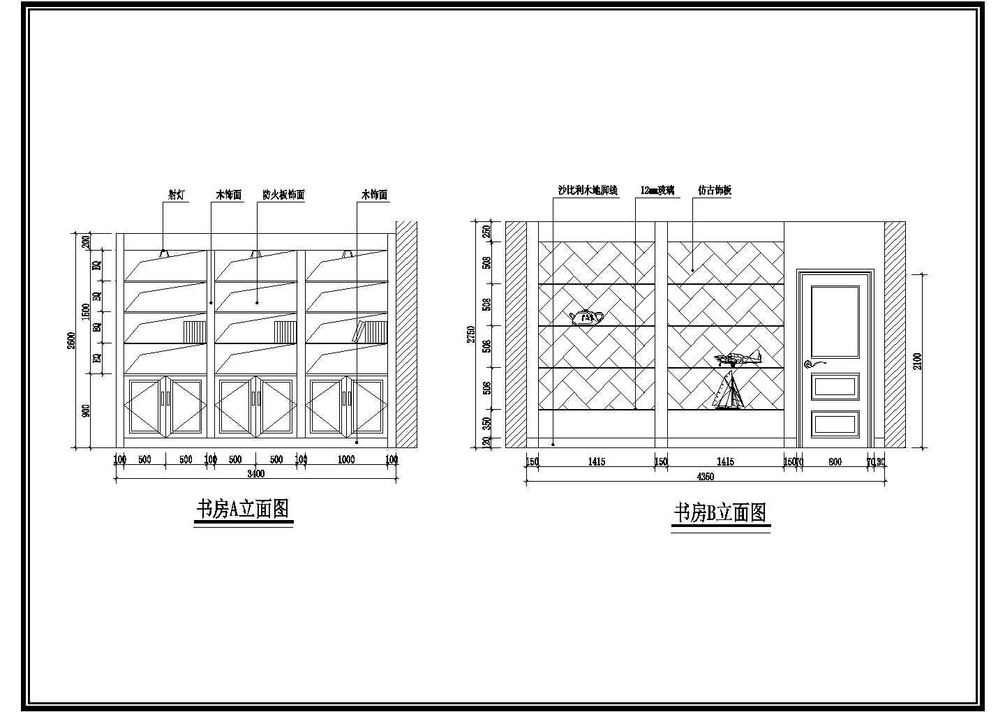 某住宅楼家居详细平面立面全套装修cad施工方案图(含地面布置图)