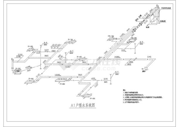 某户式中央空调水系统图（水管型式）CAD详细施工构造图-图一