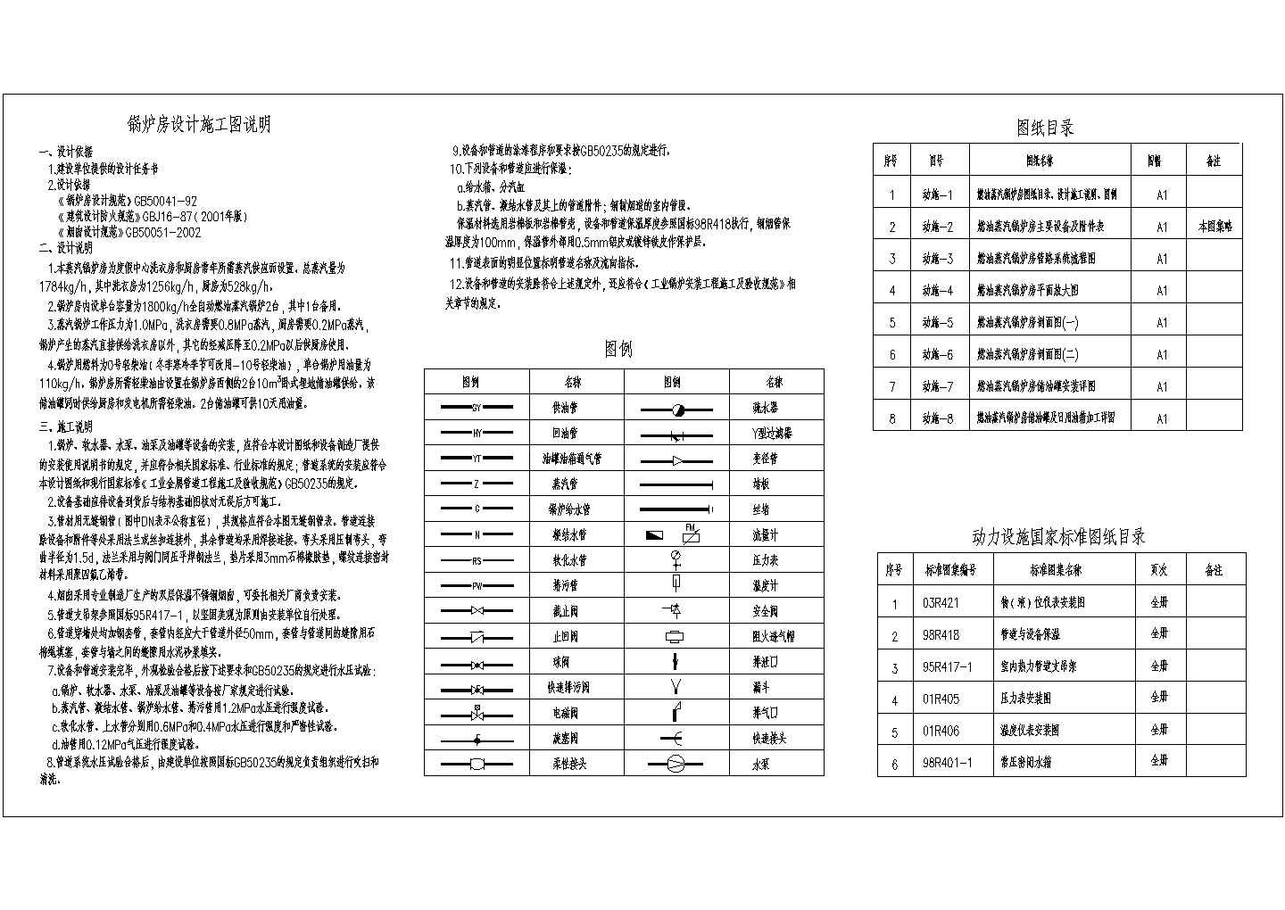 某燃油蒸汽锅炉房设计CAD详细施工说明