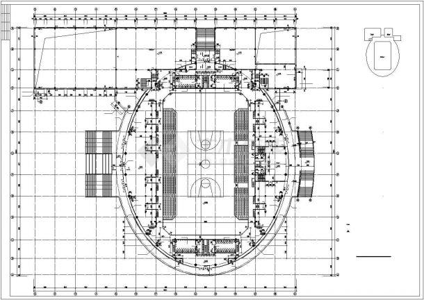 某地区大学体育馆建筑设计施工CAD图纸-图二