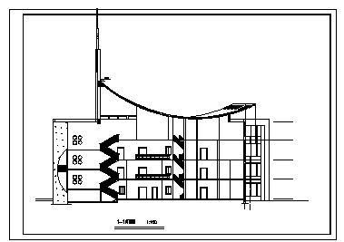 四层现代造型独特幼儿园教学楼全套建筑设计cad图，共二十五张-图二