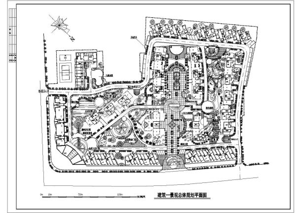 小区建筑-景观总体规划平面CAD图-图一