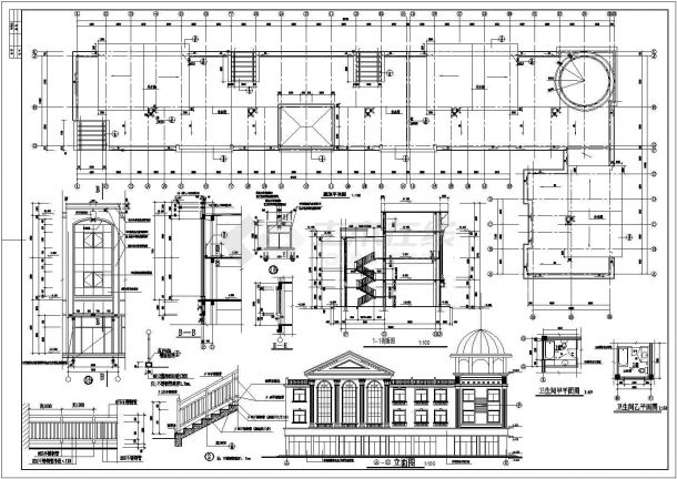 某4层大型商业城全套CAD建筑设计施工图纸(含卫生间甲平面图)-图一