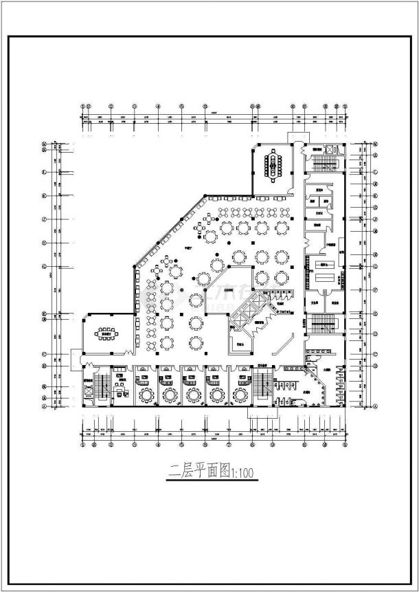 某带地下室宾馆建筑外立面及平面CAD方案图(含地下层平面图，总平面图)-图二