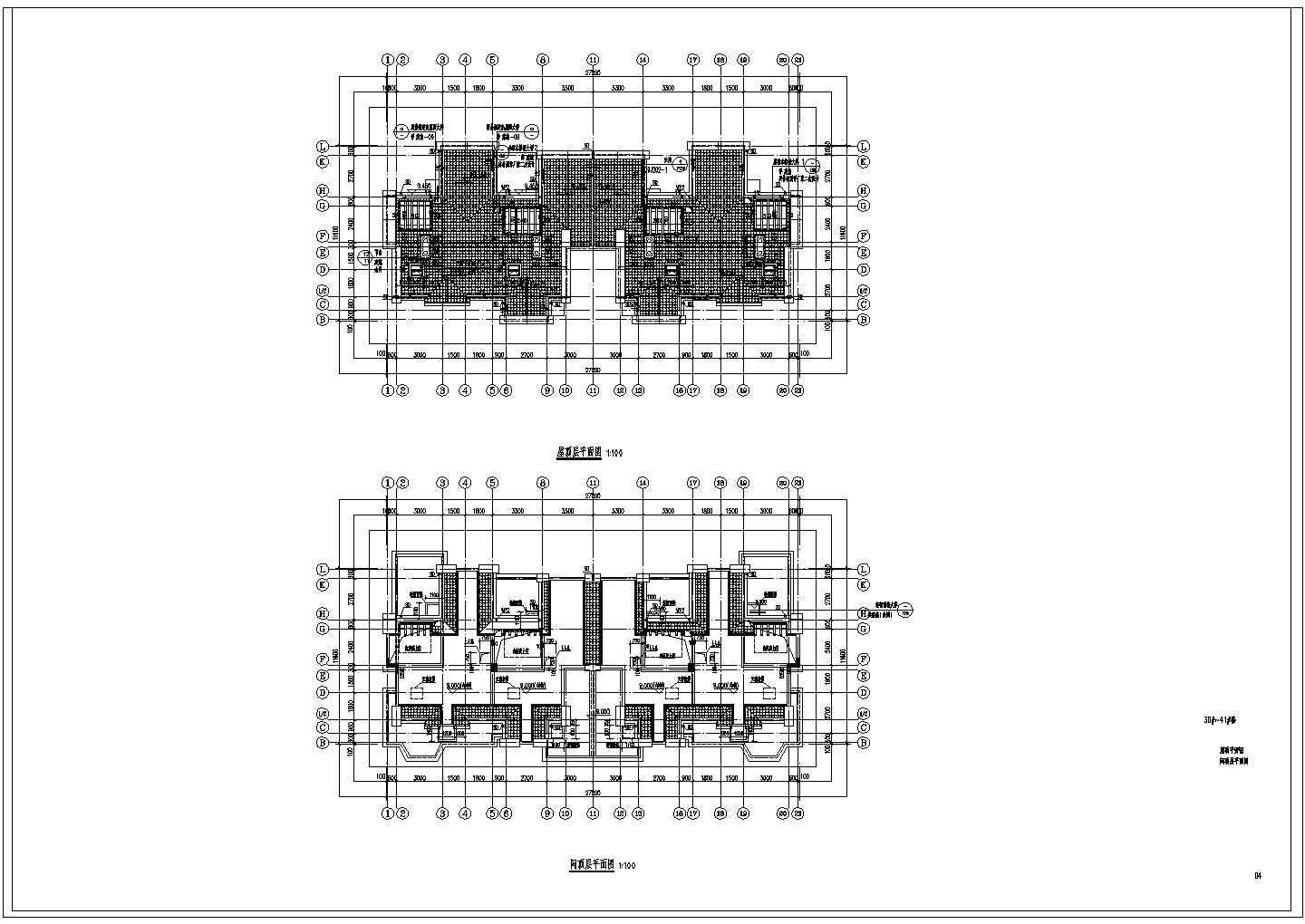 三层别墅施工图纸(CAD,6张图）