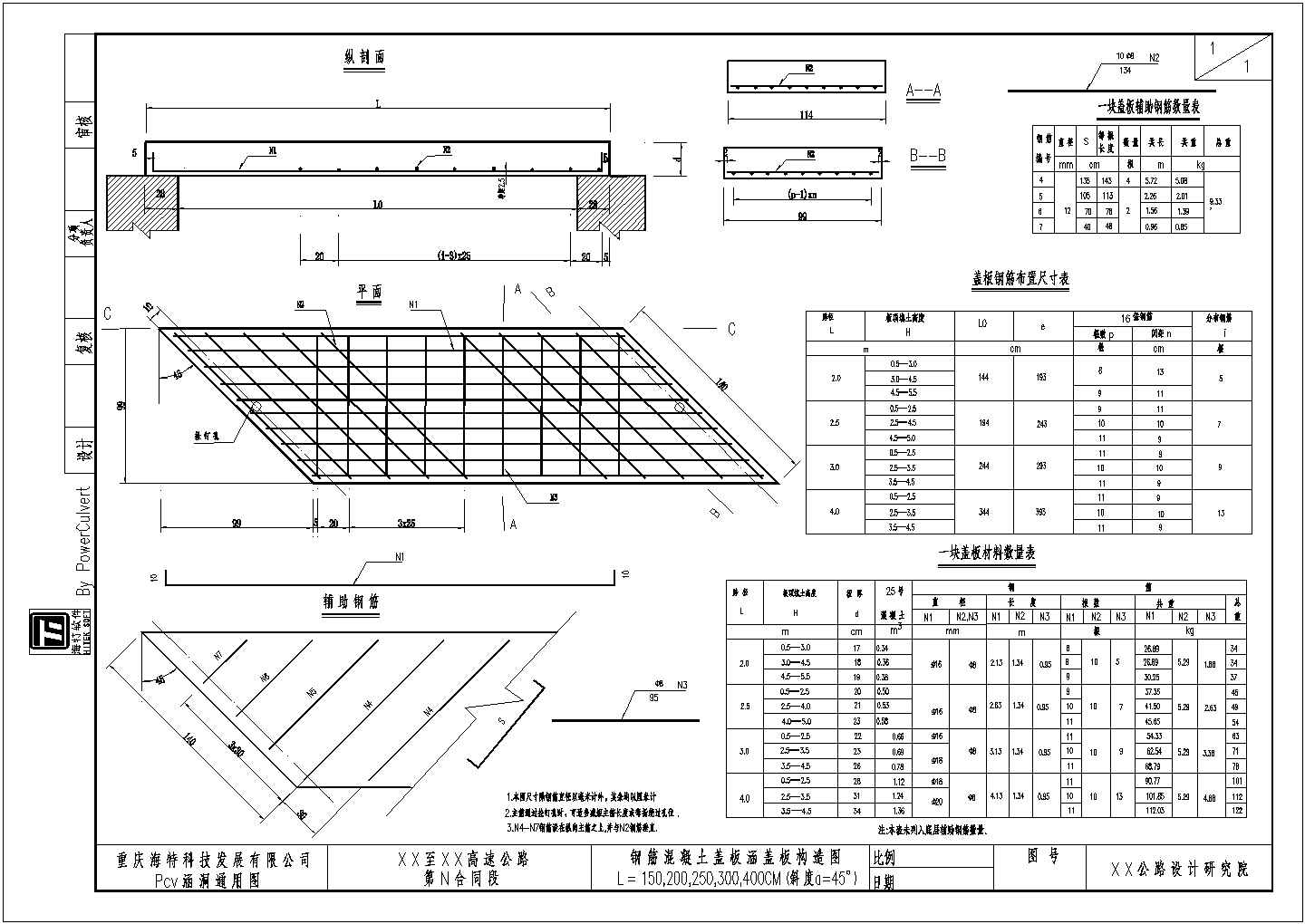 某钢筋混凝土盖板涵盖板构造图CAD全套详细施工图纸