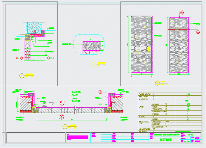 某晴山月小区户型CAD设计施工图门表图_图1