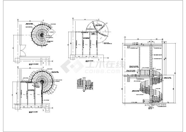 某国外钢螺旋楼梯CAD设计完整施工图-图一