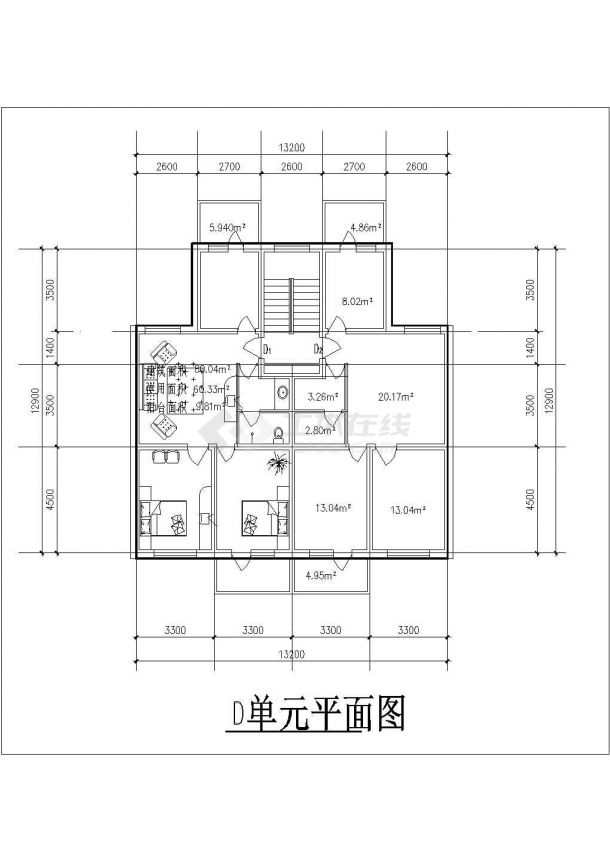 多层户型住宅室内设计施工cad图-图二