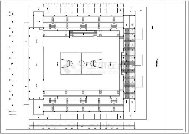 某地区三层体育馆装修设计cad图（共六张图纸）-图一