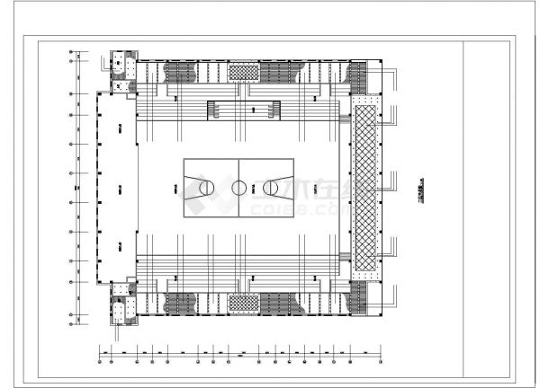 某地区三层体育馆装修设计cad图（共六张图纸）-图二
