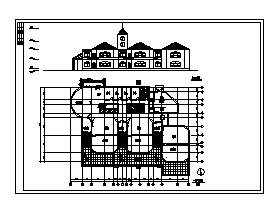 二层欧美幼儿园建筑设计cad图，共四张-图一