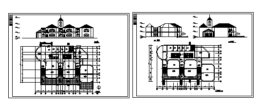 二层欧美幼儿园建筑设计cad图，共四张-图二
