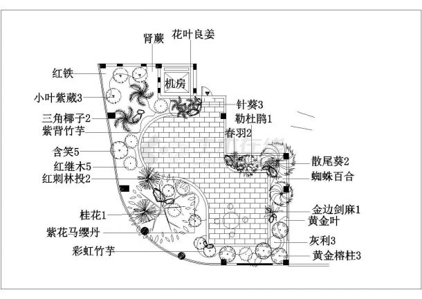 贵阳市桂澜路某星级大酒店的屋顶景观花园平面设计CAD图纸-图二