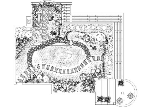 深圳市三和人才市场综合办公楼的屋顶景观花园平面设计CAD图纸-图一