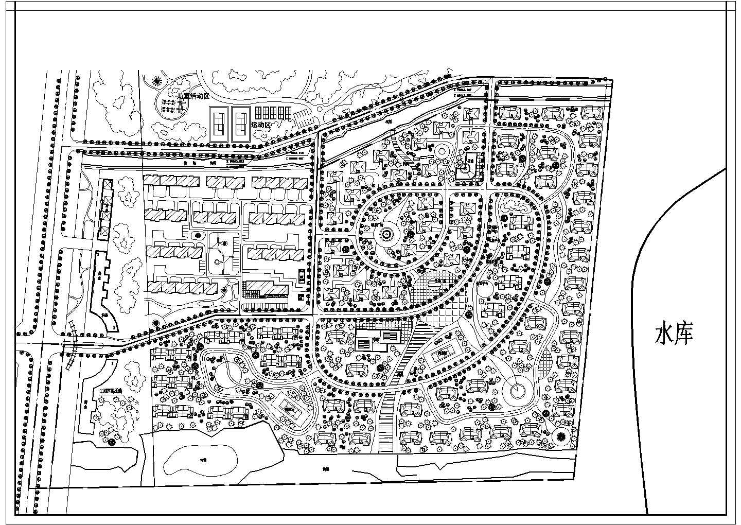 休闲园及居住区修建性详细规划总平面CAD图