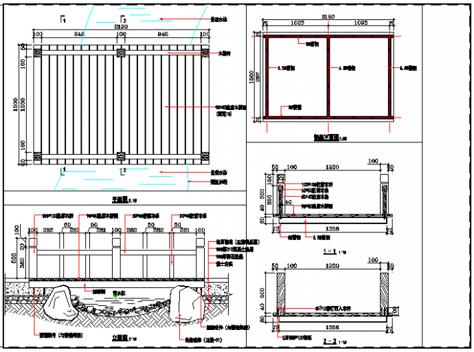 某木制小桥CAD设计全套施工图_图1