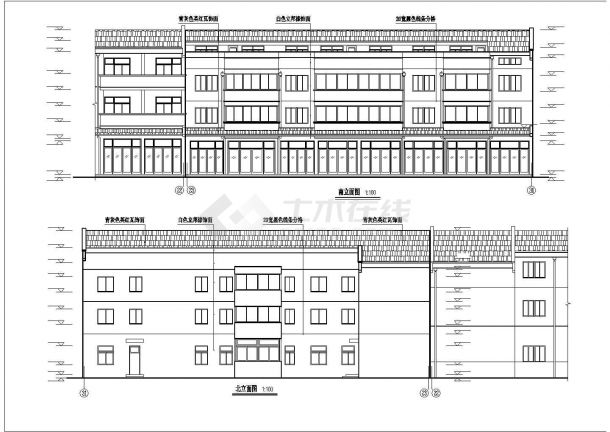 某地区现代沿街商住楼建筑方案设计施工CAD图纸-图一