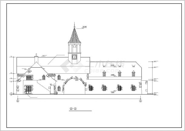 某地区现代艺术钟楼建筑方案设计施工CAD图纸-图二