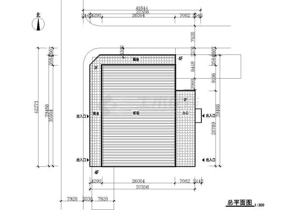 2层5800平米体育馆建筑方案设计图-图一