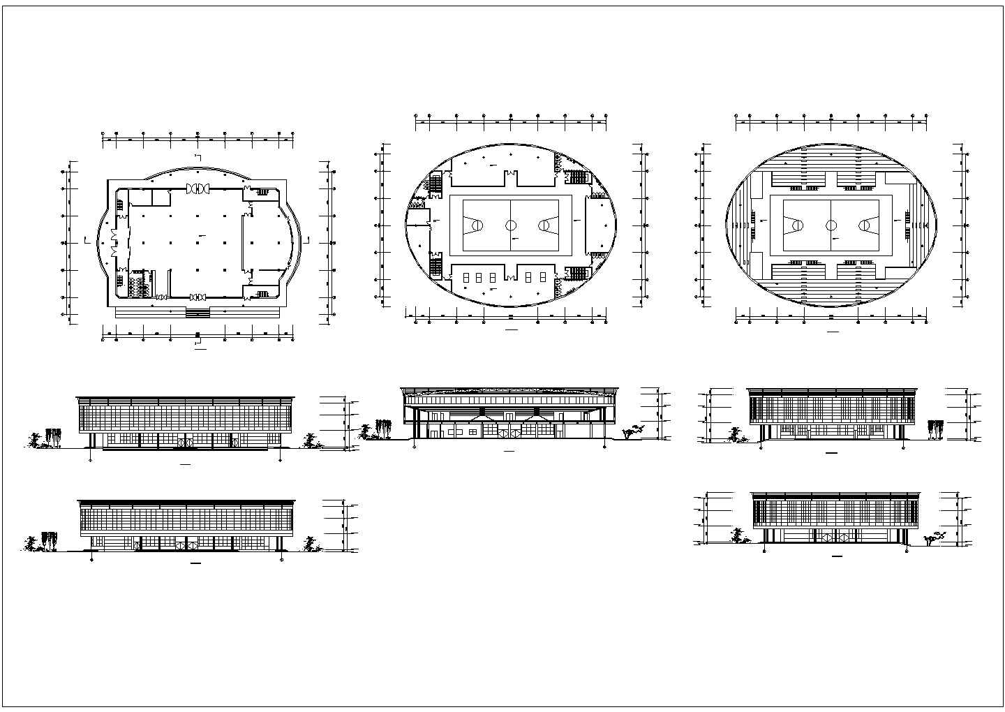2+1夹层体育馆建筑设计CAD图
