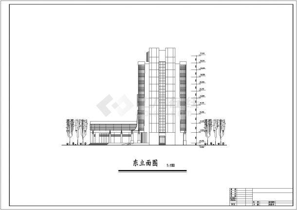 某地区现代娱乐阳光厅综合楼建筑方案设计施工CAD图纸-图一