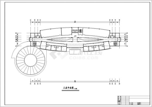 某地区现代娱乐阳光厅综合楼建筑方案设计施工CAD图纸-图二