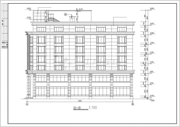 某地区商业中心综合写字楼建筑方案设计施工CAD图纸-图一