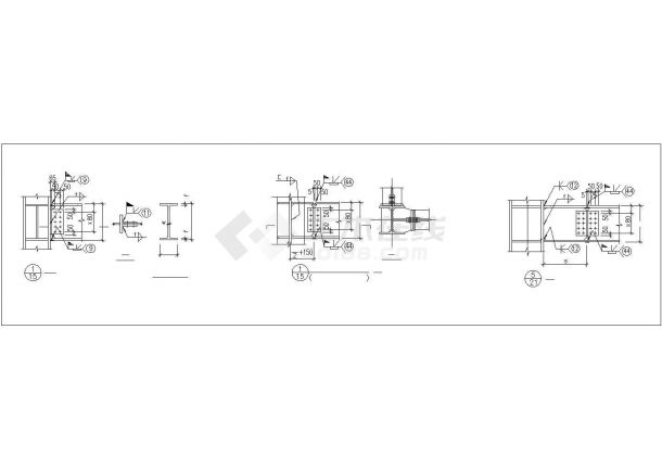 钢框架梁柱连接节点构件CAD详图设计-图一