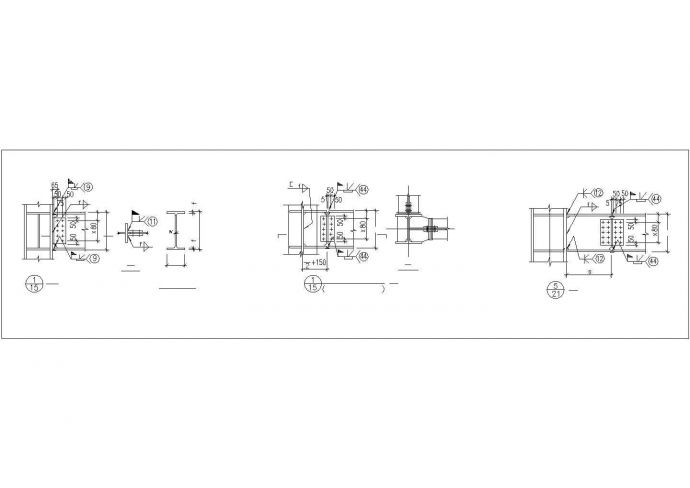 钢框架梁柱连接节点构件CAD详图设计_图1